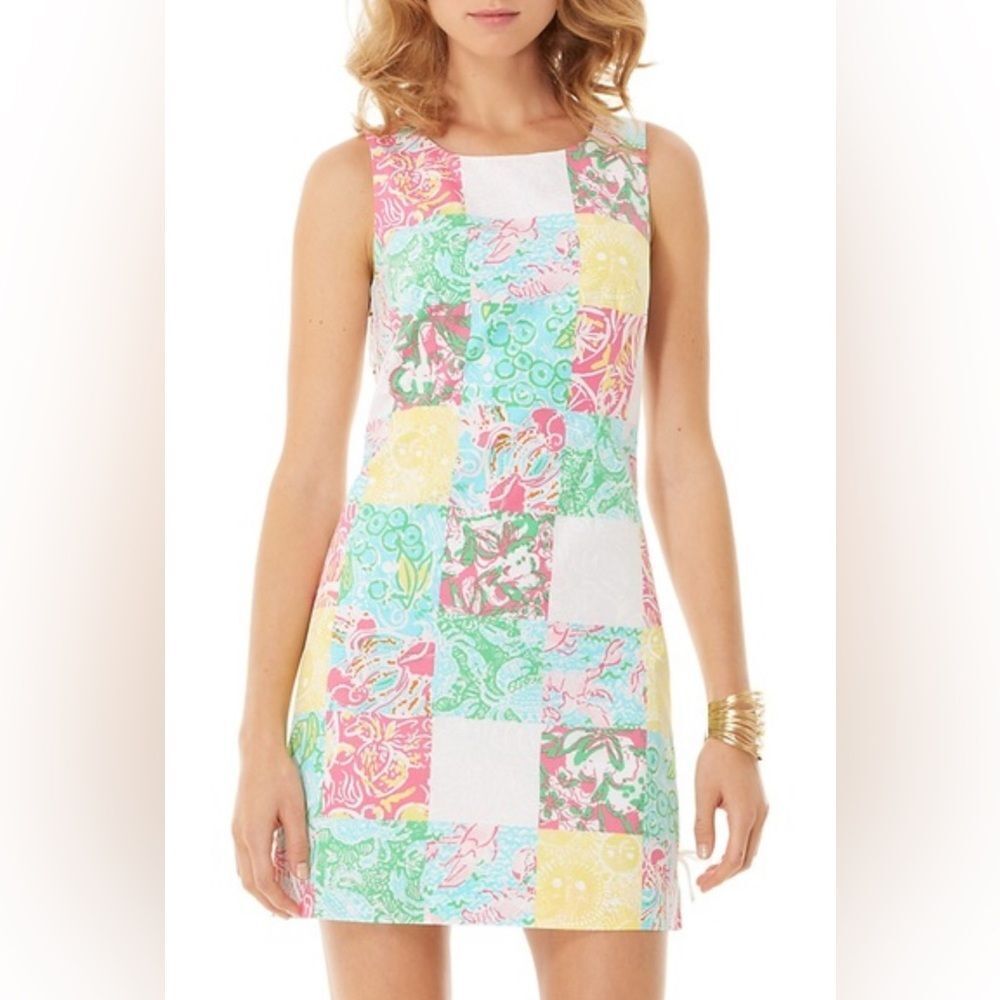Lilly Pulitzer Delia Shift Dress Multi State Patch size 6